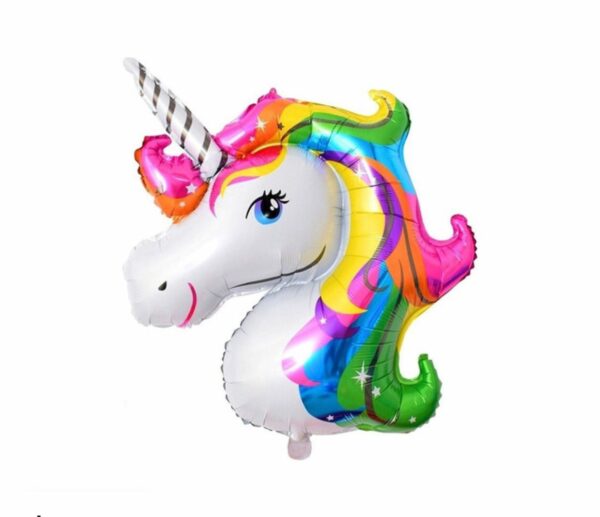 Globo Figura Cabeza de Unicornio Multicolor Metalizada x10u