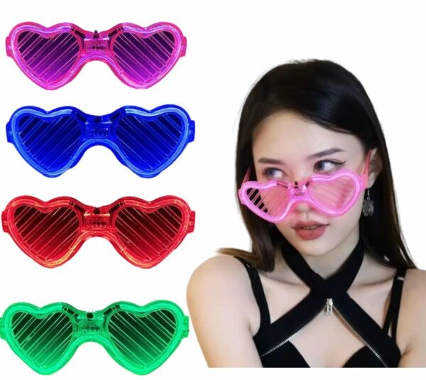 Lentes Forma de Corazón con Luces (Colores surtidos)  x12u