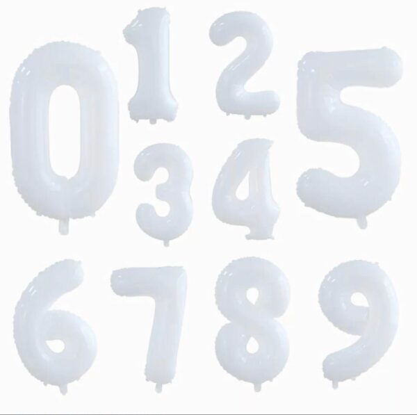 Globos Número Blanco 32'' x10u ($0,44 c/u)