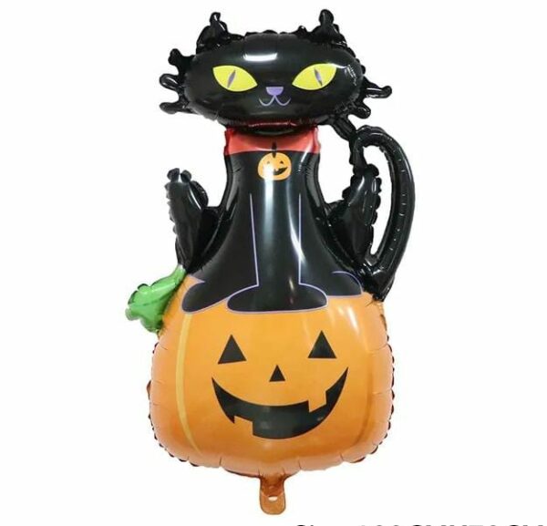 Globo figura calabaza con gato x 10u