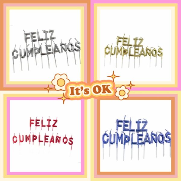 Velas Frase "Feliz cumpleaños" en cajita xU