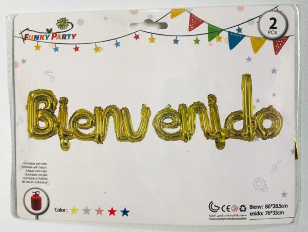 Globos Frase "BIENVENIDO" x10u Metalizada(1 c/u) - Image 3