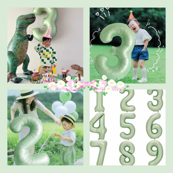 Globos numero verde matte en Blister 40"x10u ($0,73 c/u)