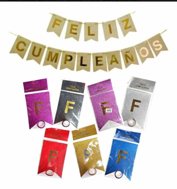 Banderín con Brillo Gibre "Feliz Cumpleaños" x12u ($0,85 c/u) - Image 9