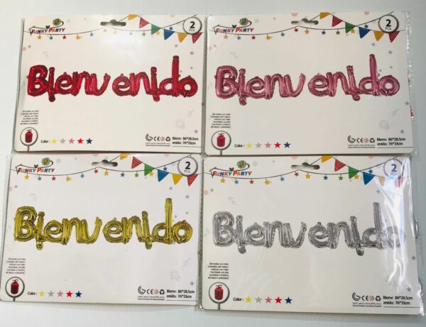 Globos Frase "BIENVENIDO" x10u Metalizada(1 c/u)