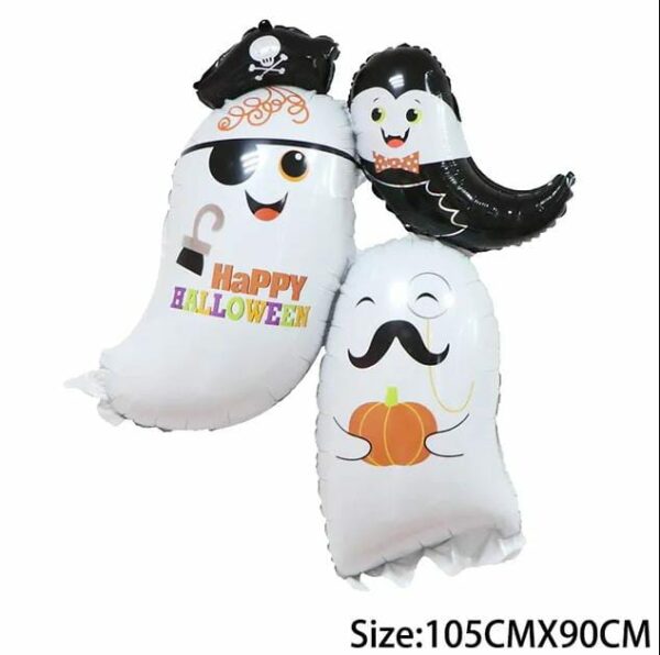 Globo figura triple fantasma Halloween x 10u ($0,60 c/u)