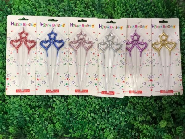 Velas de Estrellas y Corazones Metalizadas x10U  ($0.70 c/u)