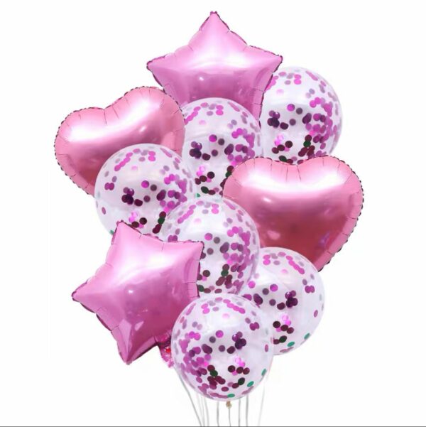 Set de 10 Globos de Estrellas y Corazones Confetti xU - Image 7