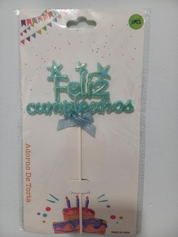 Topper "Feliz cumpleaños" Tornasolado x12u (0,66 c/u) - Image 9