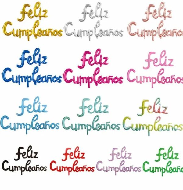 Globos Frase "Feliz cumpleaños" cursiva x10u (1 c/u)