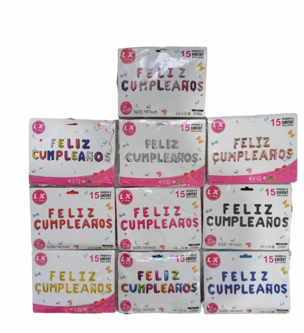 Globo frase "feliz cumpleaños" imprenta x10u (1,5 c/u)