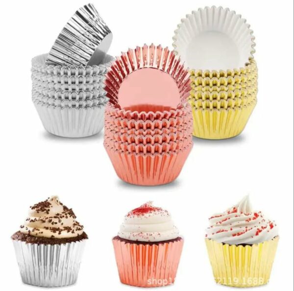 Cupcake papel metalizado 11cm (100u) x12packs ($2 c/u)