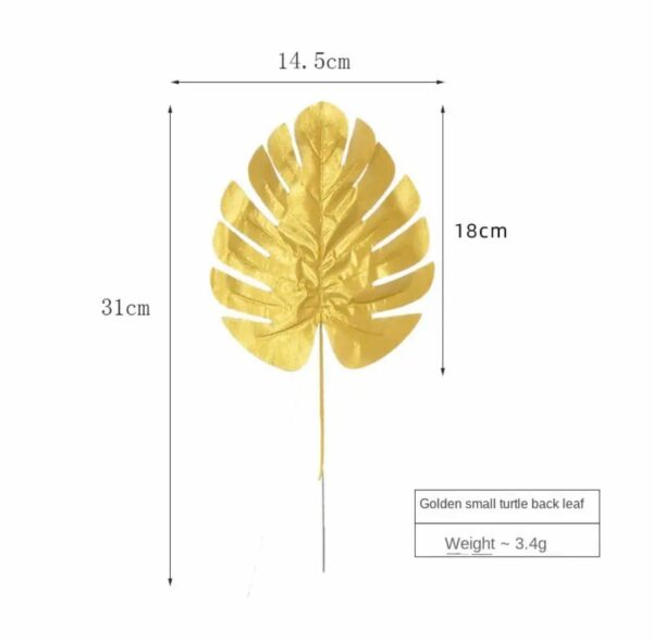 Hojas artificiales costilla de adan dorado 33cm x16u