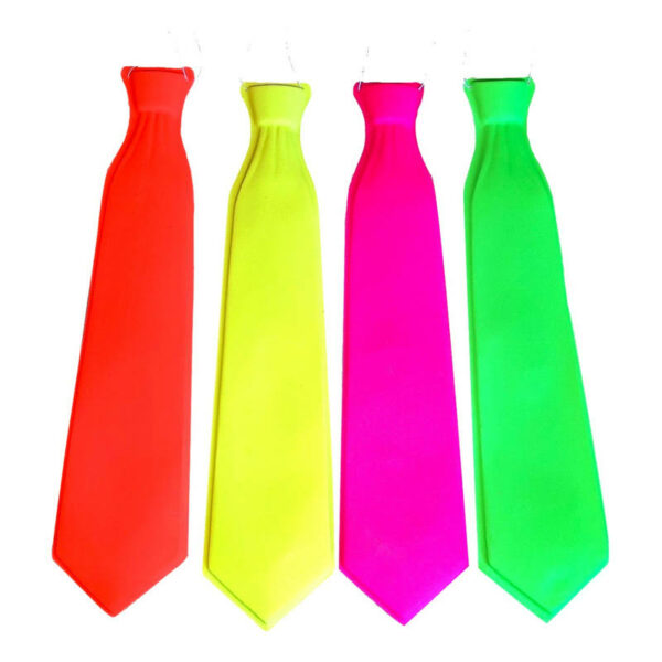 Corbatas plastico cotillon fluor X12