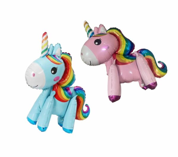 Globo figura 3D unicornios con pelo arcoiris x10u ($0,60 c/u)