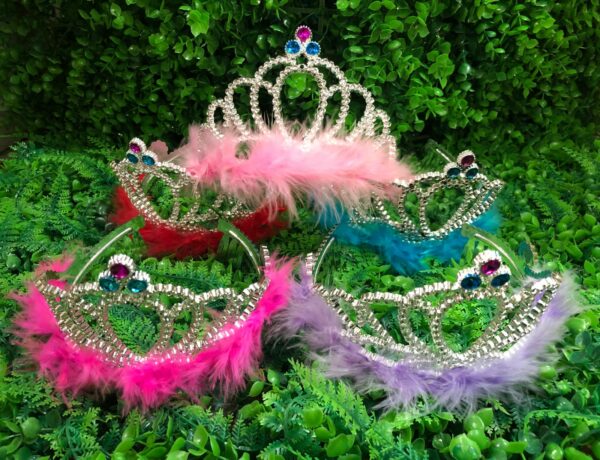 Corona Tiara c/plumas x12u colores surtidos ($0,45 c/u)