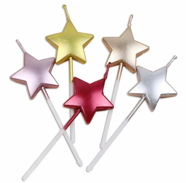 Vela metalizada Estrella 6cm x10u ($0,55 c/u)