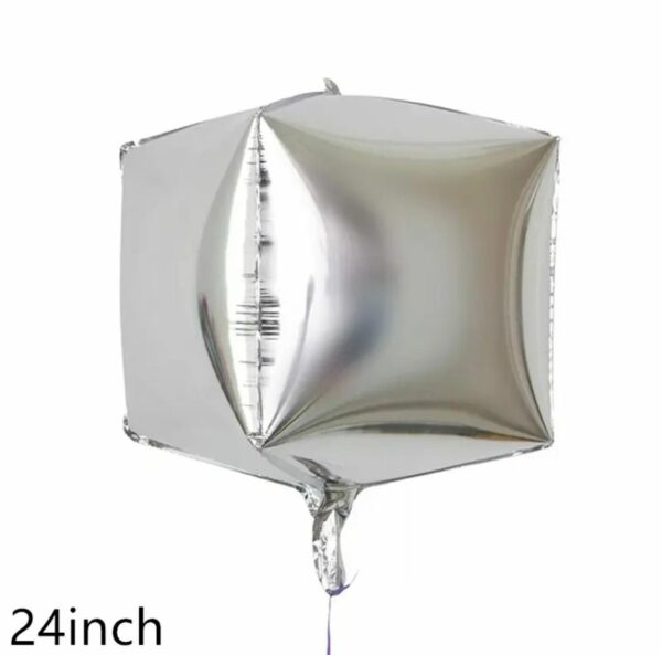 globo cubo 4d plateado dorado 24''x20U