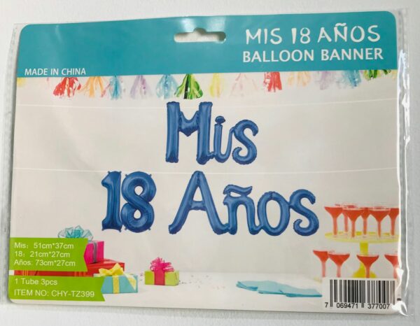 Globos Frase "Mis 18 años" Cursiva x10u (1 c/u) - Image 3