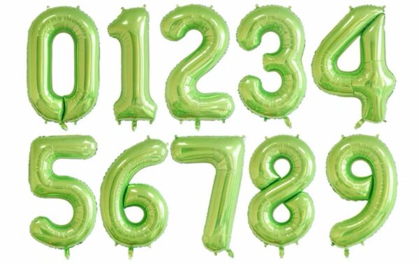 Globos Número Verde Manzana Mate 40'' x10u ($0,73 c/u)