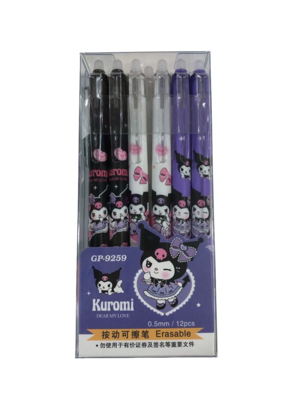 Lapiceras Kuromi con Tinta borrable y Goma x12u