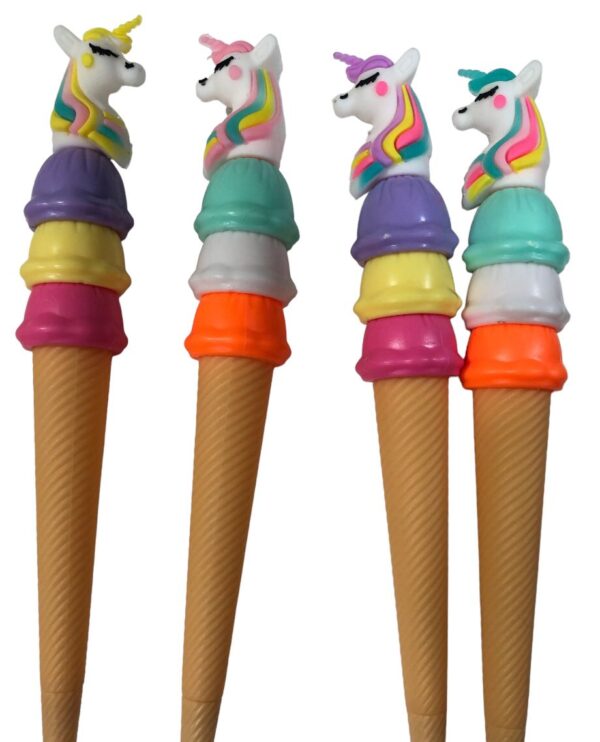 Lapiceras Cono Helados Cabeza Unicornio x6u Colores Surtidos