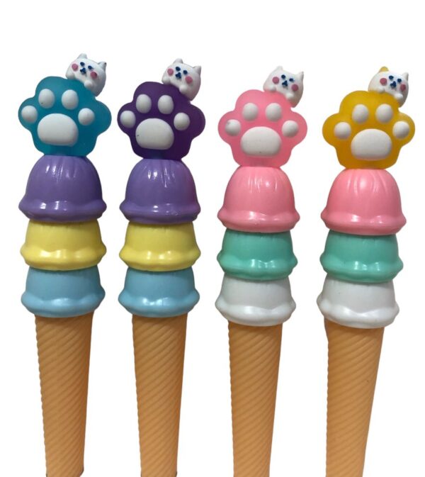 Lapiceras Cono Helados Huellitas con Gatitos x6u (Colores Surtidos)