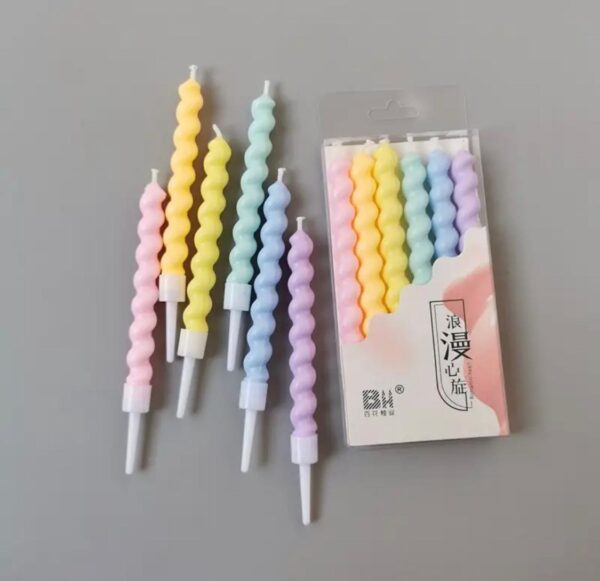 Velas Tirabuzón Multicolor Pastel Paks 6u x10u (0,45 c/u)