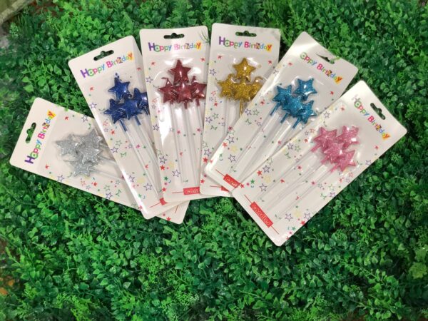 Velas Glitter Forma De Estrella 10 Pack x4u (0,95 c/u)