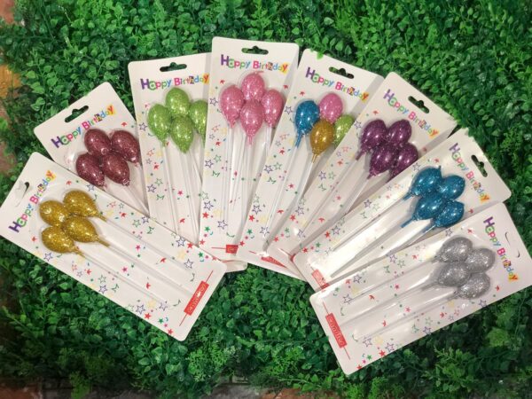 Velas Glitter Forma De Globo 10 Pack x4u ($0,95 c/u)