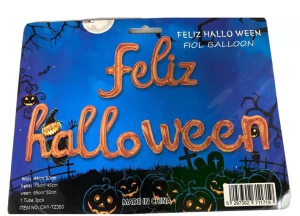 Globo Frase "Feliz Halloween" x10u (1 c/u) - Image 2