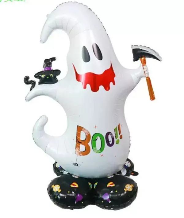 Globo Figura Fantasma C/guadaña Y Base 82*120cm x5u (2 c/u)