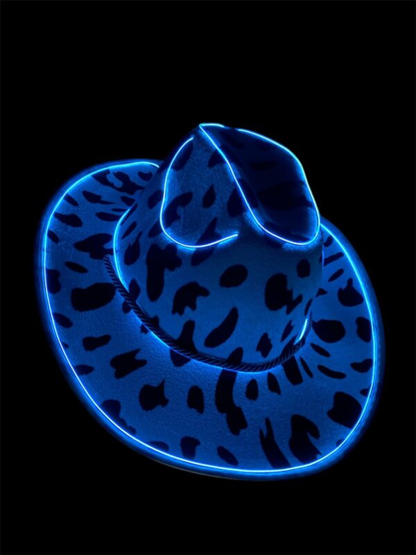 Sombrero Vaquero Cowboy Animal Print Vaca Con Luz xU - Image 17