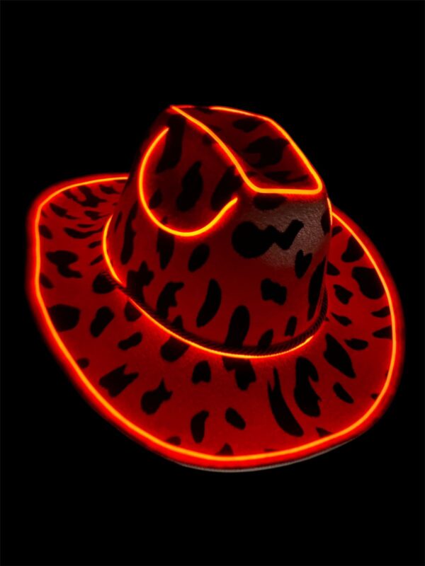 Sombrero Vaquero Cowboy Animal Print Vaca Con Luz xU - Image 4