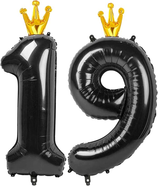 Globo Blíster Numero con Corona Negro 40" ($0,73 c/u) x10U - Image 4