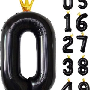 Globo Blíster Numero con Corona Negro 40" ($0,73 c/u) x10U