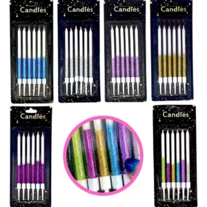 Velas Glitter Degrade 6Pcs x10 Packs ($0,50 c/u)