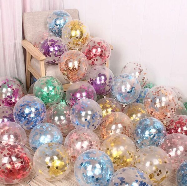 Globos Latex Transparente con Confetti 12” x100U